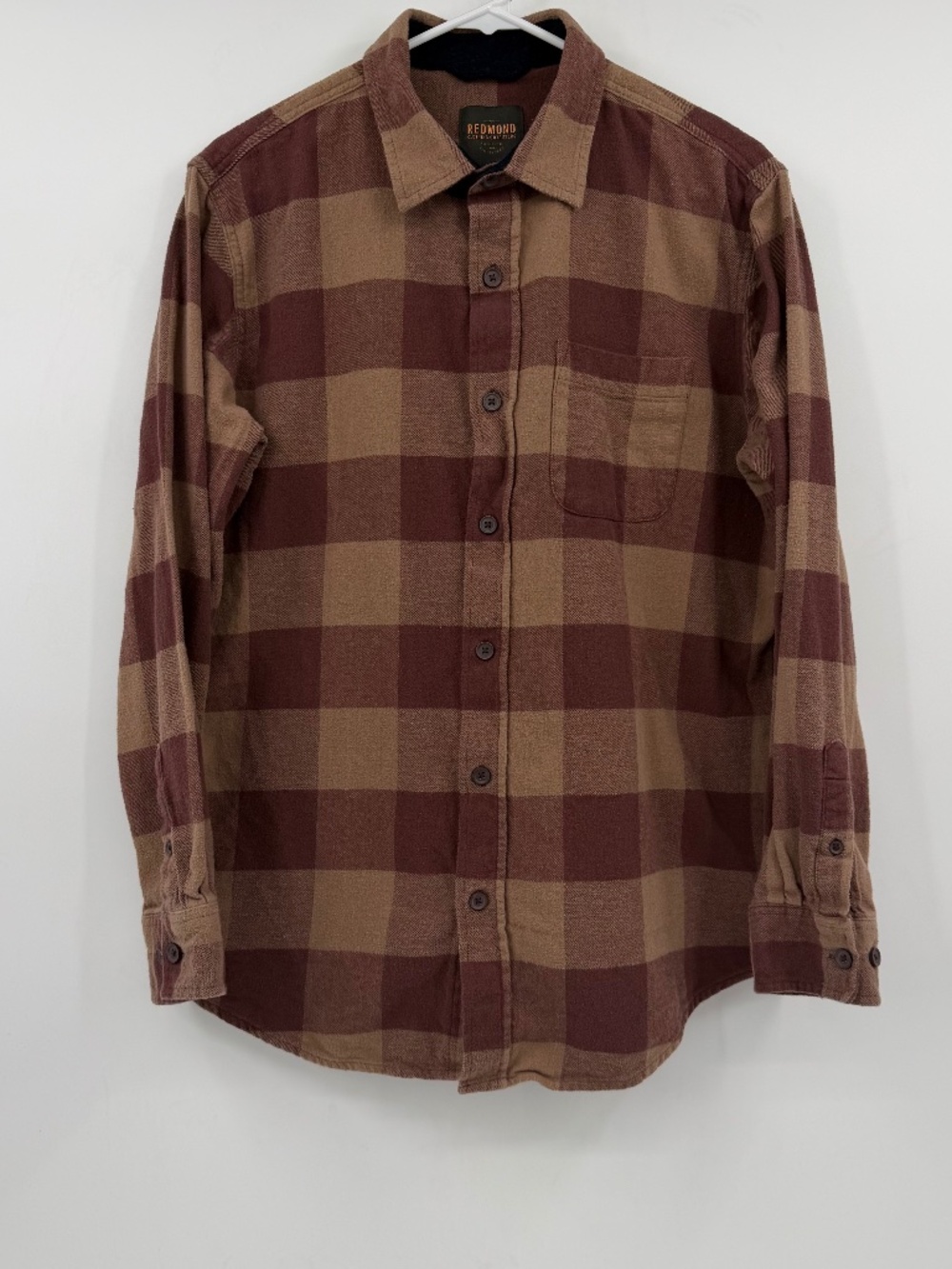 Redmond Shirt Men Large Brown Flannel Button Up Long Sleeve Plaid Cabin Outdoor